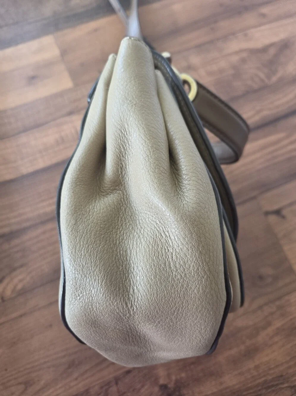Michael Kors Women’s Two-Tone Brown Leather Top-Handle Bag with Gold Hardware